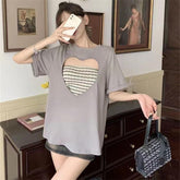 Short Sleeve Cute Heart Hollow Out Shirt